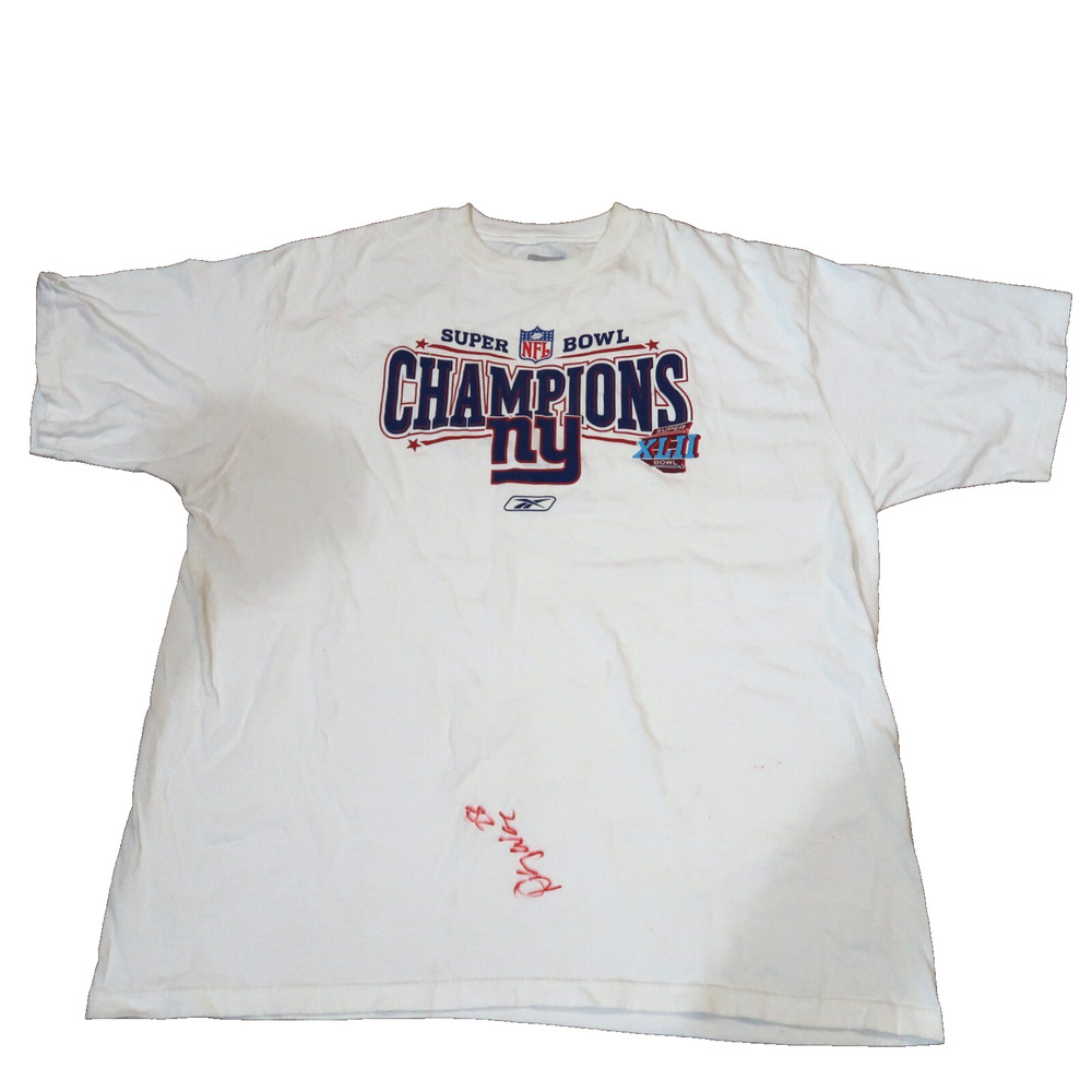 New York Giants Super Bowl XLII Champions Shirt 2XL SIGNED NFL Football